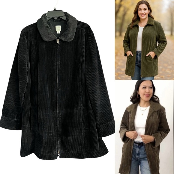 J. Jill Jackets & Blazers - J Jill Heritage Tumbled Cord Coat in Black size Large